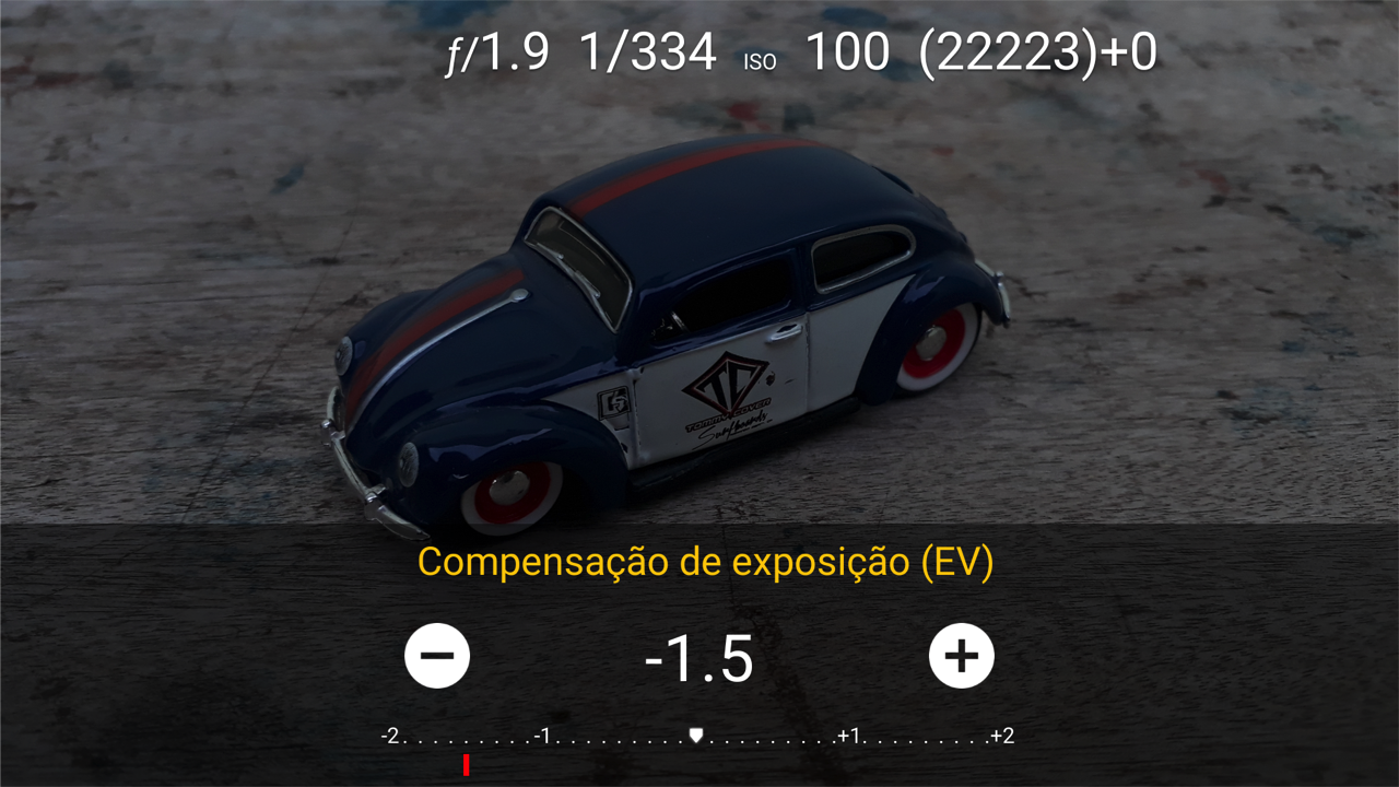 Interface do modo PRO em um smartphone